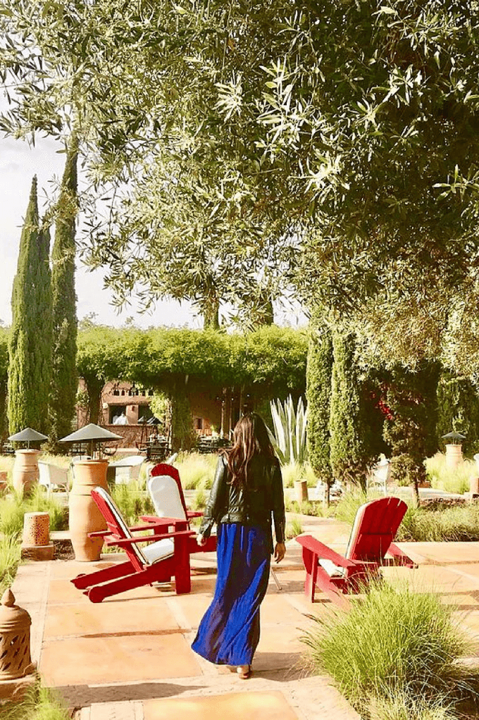 Catherine D. in her garden, Cafe Gitane